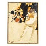 Abstract Composition in Umber and Ebony by Etta Benjamin Cien, Oil on board, sold May 2025