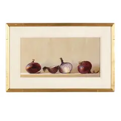 Red Onions by Scott Fraser, Oil on masonite, sold May 2025