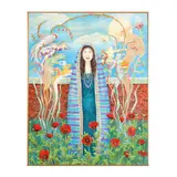 Woman with Creatures and Poppies by Kathryn Pritz, Acrylic on canvas, sold May 2025