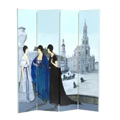 Four Panel Floor Screen by Stephen White, Oil on panel, sold Apr 2025