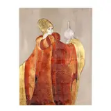Woman in Gold by Stephen White, Oil and mixed media with metallic paint on panel, sold Apr 2025