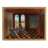 Large Painting of Women in an Interior by Stephen White, Oil on panel, sold Apr 2025