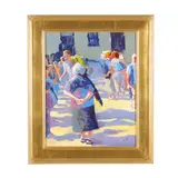 Welcoming the Pilgrims to Santiago by Mike Hoyt, Oil on canvas, sold Apr 2025
