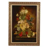 Large Still Life with Flowers by Heinrich Garossa, Oil on canvas, sold Apr 2025