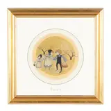 Apple Picking by P. Buckley Moss, Watercolor and gouache on paper, sold Apr 2025