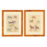 Two Framed Equestrian Illustrations by J Rirst, Each a watercolor and gouache on paper, sold Apr 2025