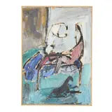 Abstract Interior Scene by Richard Mandin, Oil on board, sold Apr 2025