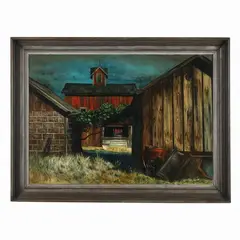 Farm Scene by Anthony Vaiksnoras, Oil on masonite, sold Mar 2025