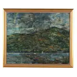 Hillside with River and Rowboat by J. G. Stephenson, Oil on canvas, sold Mar 2025