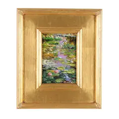 Pink Flowers from Water Lilies by Thomas DeDecker, Oil on board, sold Mar 2025