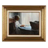 Something For a Rainy Day by Olaf Palm, Oil on panel, sold Mar 2025