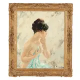 Nude with Drapery by Igor Talwiński, Oil on canvas, sold Mar 2025