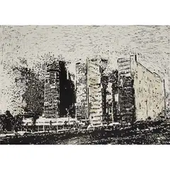 Tel Aviv IC by Philippe Cognée, 2013, Linogravure sur papier vélin d’Arches, sold Dec 2023