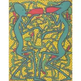 Les buveurs by Mode Muntu, 1974, Gouache sur papier carton, sold Nov 2023