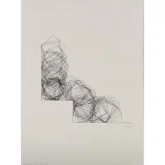 Carré descendant sur 2 angles droits by Pol Bury, 1982, Encre de Chine sur papier, sold Jan 2024