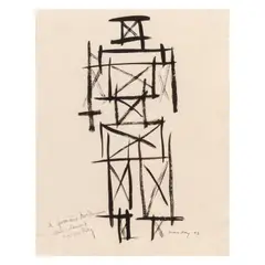 Ohne Titel (abstrahierte Figur) by Man Ray, 1952, ink, sold Oct 2025