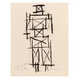 Ohne Titel (abstrahierte Figur) by Man Ray, 1952, ink, sold Oct 2025