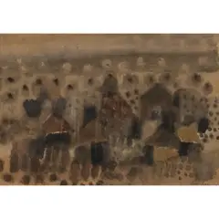 Häuseransicht by Eduard Bargheer, 1967, watercolor, sold Mar 2025