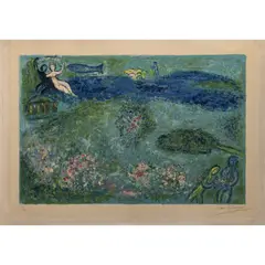Le Verger' Blatt 37 aus 'Daphnis et Chloé by Marc Chagall, 1961, color lithograph, sold Mar 2025