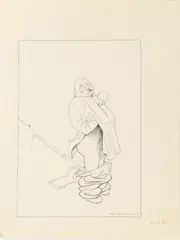 Herr mit heruntergelassener Hose by Olaf Gulbransson, 1953, pencil, sold Mar 2025