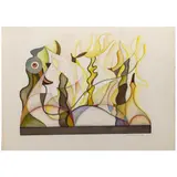 Kaminfeuer' und 'Schwalbe am Nest by Heinrich Neuy, 1982, watercolor, sold Mar 2025