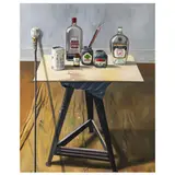 Stillleben mit Malutensilien by Karl Heidelbach, 1975, oil on canvas, sold Mar 2025
