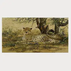 Cheetah, 2. Hälfte 20. Jh. by Donald Grant, oil on canvas, sold Oct 2024
