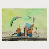 2 Arbeiten 'Ohne Titel' und 'Justine e Juliette by Conroy Maddox, 1939, watercolor, sold Oct 2024
