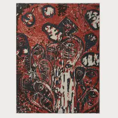 Köpfler by Gunter Damisch, 1995, woodcut, sold Oct 2024