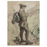 Junger Wanderer, 1. Hälfte 20. Jh. by Emil Rau, pastel, sold Mar 2024