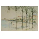 Nizza, Quai des Etats Unis by Gottfried Graf, 1926, watercolor, sold Mar 2024