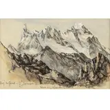 Gipfelstudie' (Blick auf den Dent du Geant) by Edward Theodore Compton, 1890, watercolor, sold Dec 2023