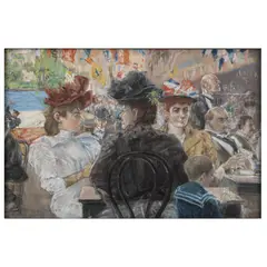 Damen im Café by Richard Ranft, 1900, pastel, sold Dec 2023