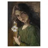 Junges Mädchen mit Blumen by Walter Firle, 1900, oil, sold Dec 2023