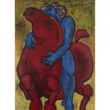 Reiter auf rotem Pferd by Christian Peschke, 2002, acrylic, sold Dec 2023