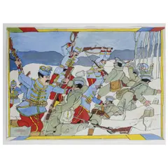 Ohne Titel (Soldaten im Kampf) by Josef Wittlich, 1950, gouache, sold Dec 2023
