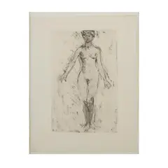 Akt in Vorderansicht (Akt von vorn) by Emil Nolde, 1908, etching, sold Jun 2023