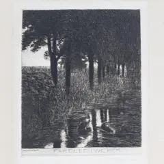Forellenweiher by Franz von Stuck, 1890, etching, sold Jun 2023