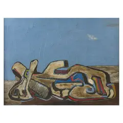 Sculptural Figure with blue sky', 1. Hälfte 20. Jh. by Jankel Adler, oil on canvas, sold Jun 2023