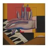 Klavierspieler by Adam Lude Doring, 1969, tempera, sold Jun 2023