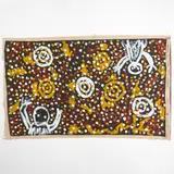 Bungalung Men, Tjikatti Fire Dreaming by Johnny Warangkula Tjupurrula, 1997, acrylic, sold Jun 2023