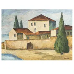 Landschaft by Ottone Rosai, 1950, oil on canvas, sold Jun 2023