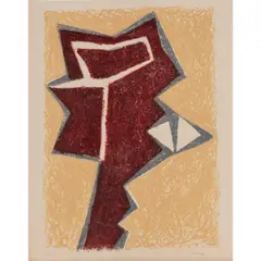 Composition I by Pinchas Burstein, 1957, lithograph, sold Nov 2022