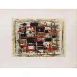 Composition by Roger Bissière, 1960, color etching, sold Nov 2022