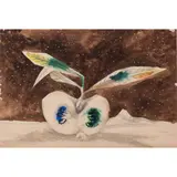 Pomme sur fond brun by Jean Lurçat, 1949, watercolor, sold Nov 2022