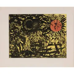 Les Astres', 'Lianes', und 2 Ex. 'L'Arbre et la fleur by Mario Prassinos, 1955, etching, sold Nov 2022
