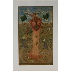 Das Krautkleid' und 'Morgenrot, Morgengrau by Arik Brauer, 1972, pencil, sold Nov 2022
