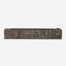 Important Sculptured Metal Cabinet by Paul Evans, sold Jan 2017
