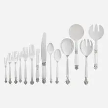 Acanthus Flatware Set by Johan Rohde, Denmark, sold Jan 2017