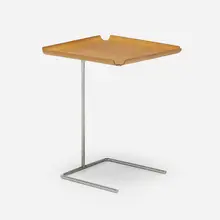 Tray table, model 4950 by George Nelson & Associates, 1949, chrome-plated steel, ash plywood, sold Jan 2023